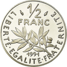 1/2 franc Semeuse - 1991 - BE