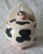 Pot à Sel Ancien en Céramique Forme Vache Mural ou à Poser Déco Cuisine Rustique