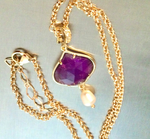 Collier améthyste plaqué - collier,