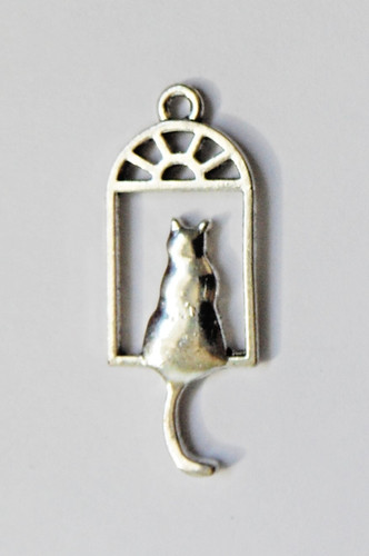 Pendentif chat métal argenté - pendentif,