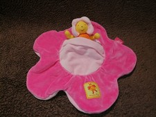 Doudou plat fleur rose Abeille Louna orange jaune Moulin Roty  Etat neuf