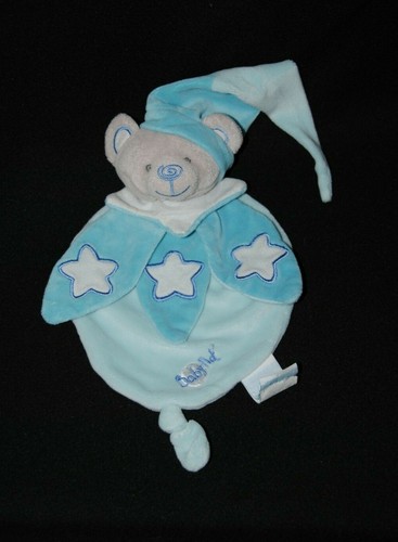 Doudou ours plat bleu étoile