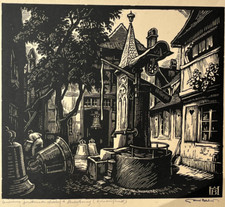 HENRI BACHER Fonderie Cloches Strasbourg GRAVURE Bois Gravé ALSATICA XX°