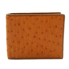 Nouveau portefeuille pour homme double pli en cuir d'autruche marron acajou v...