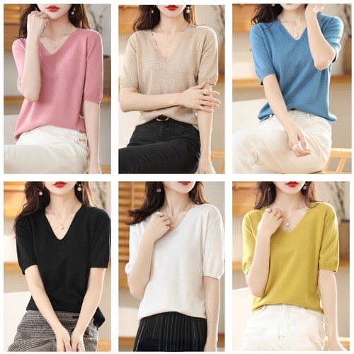 Pull femme manches courtes col - manches,