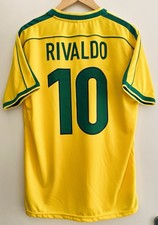Maillot de foot rétro Brazil 1998 - Taille L - Joueur emblématique - #10 Rivaldo