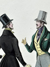 Estampe aquarellée XIXe