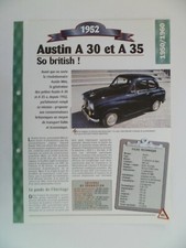 CARTE FICHE AUTO AUSTIN A30 ET A35 1952 (103-104)