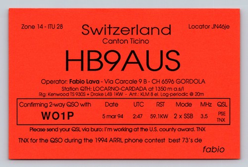 Ham radio qsl hb9aus - radio,