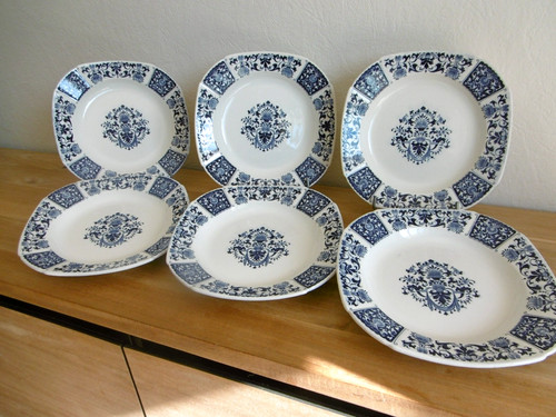 Six assiettes creuses faience - assiettes,