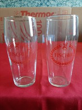 ancien verre a bière fischer alsace  un avec liseré doré et un sens liseré