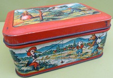 BOITE TÔLE LITHOGRAPHIÉE THEME FABLES DE LA FONTAINE