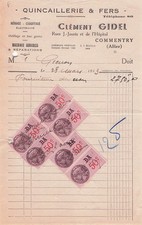 03 ALLIER COMMENTRY, quincaillier, Gidel Clément 1943 fournitures, fers