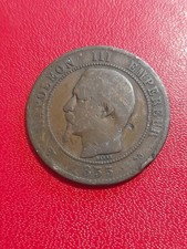 France 10 Centimes Napoléon III 1855 B chien rare