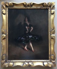 Tableau Ancien Pedro Ribera Portrait Femme Ana de Pombo Danse Espagnole Flamenco