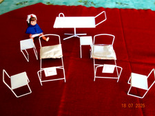 ANCIEN JOUET TOLE INFIRMIERIE  LIT TABLE CHAISE ENFANT 1950? VINTAGE  SCOLAIRE