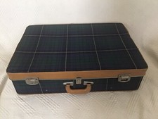 Grande Valise voyage vintage motif écossais carton art déco design XXe 1960