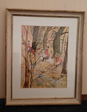 Tableau signé scène chasse - ,