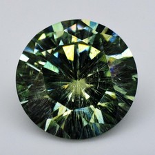 Pierre précieuse ronde certifiée VVS Forest Green 3,50 ct Moissanite brillant...