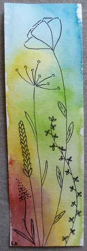 Peinture marque page fleurs - peinture,
