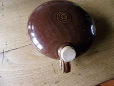 BOUILLOTTE PLATE RONDE GRES VERNISSE BRUN BRILLANT