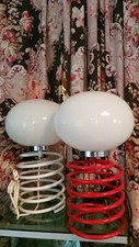 Lampe ressort vintage design Ingo Maurer années 70, ou blanc, ou rouge