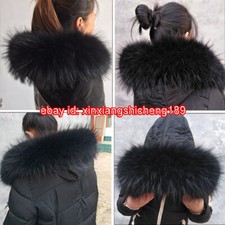 Noir Réel col en fourrure de raton laveur Écharpes Convient Doudoune veste Parka