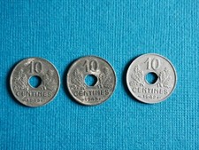 FRANCE-PIECES 10 CENTIMES-ETAT FRANCAIS-LOT DE 3-1942; 2X1943-ETAT VOIR PHOTOS