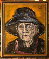 Pierre Péress (1919-1990) -H. sur T. encadrée Portrait de vieille femme 48X38cm