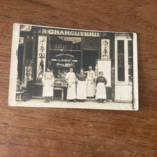 CP VERITABLE PHOTO CHARCUTERIE DEVANTURE L. DIOLOT AMIEUX FRERES ANNEE CC 1900-2