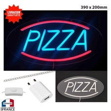 Panneau enseigne lumineuse Neon led à suspendre Pizza vitrine murale pizzeria 