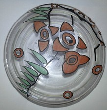 ANCIENNE BONBONNIERE ART DECO VERRE EMAILLE DECOR FLORAL SIGNE FANUS