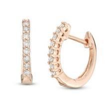 0.24CT Brillant Coupe Imitation Diamant Créole Earrings IN 14K Plaqué or Rose