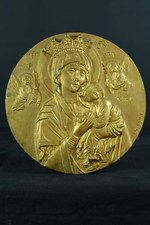  Religious gilded bronze Medallion/Plaque Our Lady of Perpetual help by Tschudin