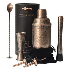 Shaker à Cocktail | Ensemble di 6 Pièces avec Motif en Relief 3D | Kit barman...