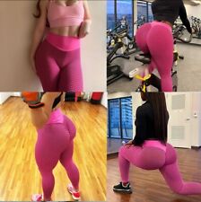 Legging Moulant Rose Taille Haute Rehausseur Fesse Pantalon Femme Sexy Sport 