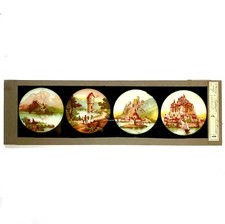 PLAQUE VERRE LANTERNE MAGIQUE MAZO Paris Grand Format 30x9 Cm Mont Saint Michel