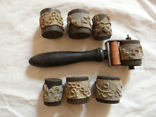 Antique French Ink Roller stamps Embroidery on Fabric 7 Changeable Roller Barrel