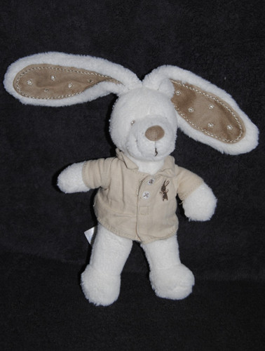 Doudou lapin blanc chemise - lapin,