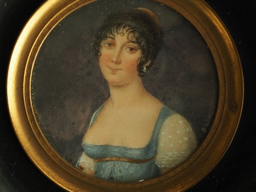 Portrait miniature ancien - portrait,