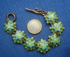 B33 Joli Bracelet Emaillé Métal signé TARATATA France Fleur  Lot Bijou Créateur