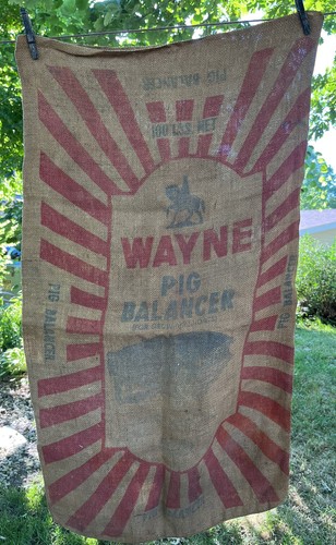 Vtg feed sack burlap wayne - vtg,