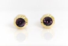Vintage or Jaune Boucles D'Oreilles Femme DBP 333 – 8kt Mauve Gemme Ø : 8,8mm