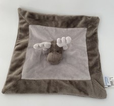 6278?EXCELLENT ÉTAT Doudou Plat Mouchoir Renne Élan Cerf Textura Marron Gris