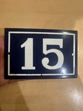 Ancien numéro de rue Maison plaque tole émaillée 15 x 10 cm NUMERO 15
