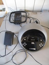 JBL ON TIME AUDIO DOCK ALARM CLOCK AUX RADIO APPLE IPOD +CHARGEUR+2 ANTENNES