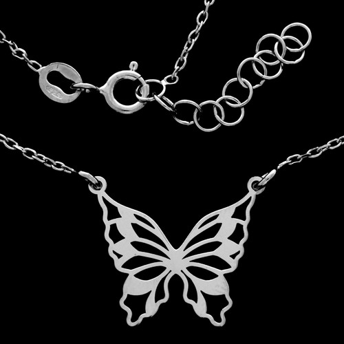 Collier papillon argent - collier,