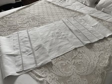 Linge Ancien TAIE DE TRAVERSIN De Mariage Richement Brodé Monogramme R L
