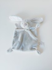 Doudou Plat/Mouchoir Lapin Gris/Vert D'eau Blanc Étoiles Argent Vertbaudet Simba