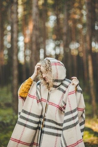 Châle capuche tricot - à,
